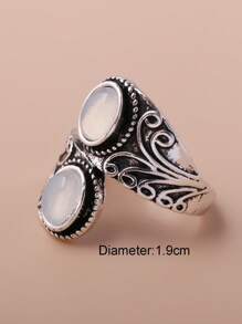 1 Stück versilberter ovaler Harzring, modischer Damen-Fingerring mit Kunstedelstein, mehrfarbig