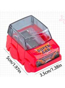 3 pièces Taille-crayons en forme de voiture dessin animé créatif - Conception à clapet, en PVC, convient pour les étudiants et l'utilisation au bureau - Couleur aléatoire