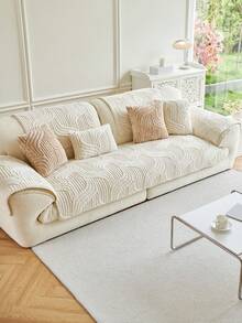 1 件现代风格防滑毛绒沙发垫套 - 宠物友好,适合 1/2/3/4 座组合沙发,四季可机洗绗缝设计,100% 涤纶 280GSM,适用于客厅、卧室、办公室装饰 - 米色 - 查看 5