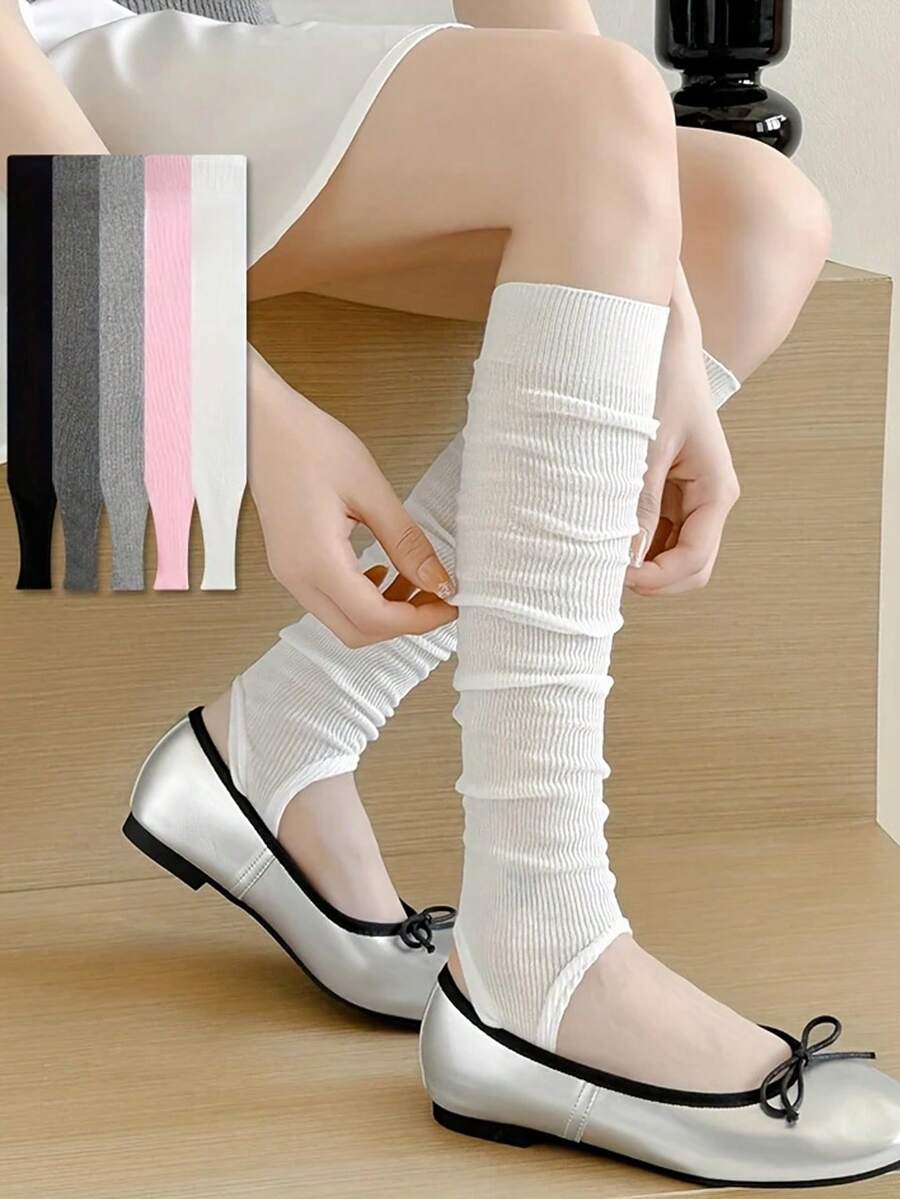 1 双女士休闲百搭薄款马镫腿套，适合夏季 - 彩色 - 查看 1