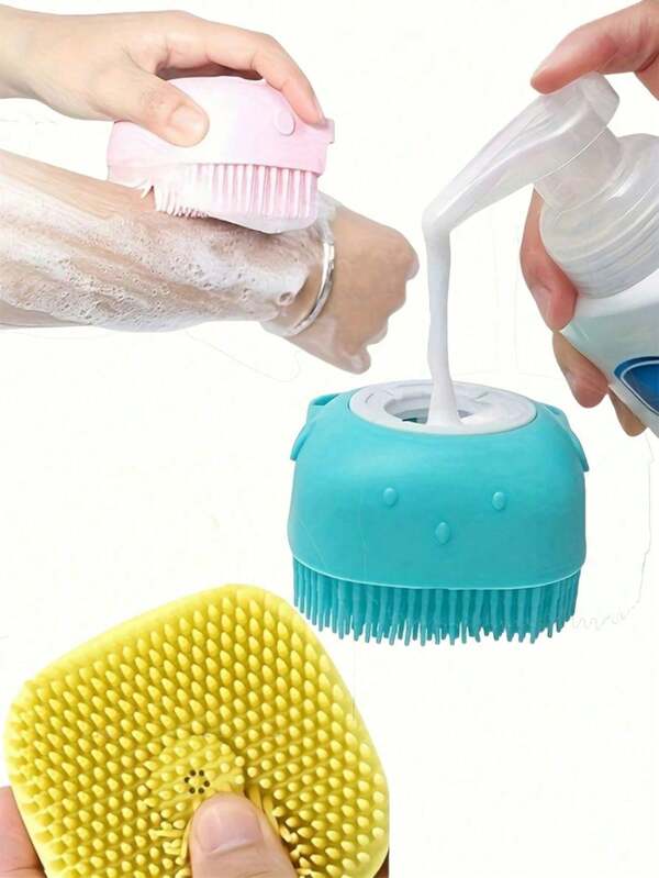 1 pezzo Spazzola da bagno in morbido silicone per una delicata esfoliazione e massaggio - Strumento da bagno sicuro ed efficace per la casa, borsa, organizer, conservazione, clip per capelli