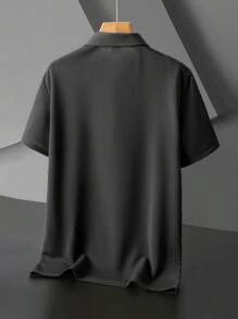 1pc Elegant Embroidered Pattern Men's Business Casual POLO Shirt, Plus Size Suitable For Overweight Men, Comfortable Fabric, Suitable For Spring/Summer Wear Or Layering, Convenient For Travel, Suitable For Golf Or Tennis, Casual Daily Wear, Leisure At Home, Gift For Men