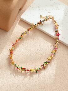 1/2/3/6/9pcs Multi-Color Natural Shell Asymmetrical Stone Sea Star Necklace Bracelet Set, Suitable For Women Spring/Summer Daily, Beach, Holiday & Casual Wear