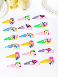 10pcs 3D Cartoon Hair Clips, Cute Children's Side Clips, Including Rainbow, Unicorn, Mermaid, Butterfly Styles, Suitable For Children's Daily Wear And Parties, Unlock Magical Hairstyles! Charming Unicorn Hair Clips Are Very Eye-Catching - Multicolor - View 6