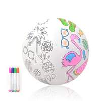 30厘米彩色DIY充气沙滩球，适用于绘画、运动和水上游戏、沙滩必需品、沙滩配件、泳池浮球