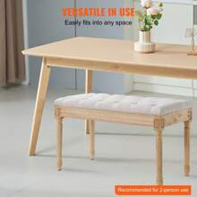 KOMHTOM Banco tapizado, otomana de 40 cm de ancho, reposapiés con relleno de espuma y patas de madera de caucho, banco para zapatos, reposapiés acolchado, banco de entrada para comedor, sala de estar, dormitorio y pasillo, beige