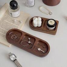 Boho Vintage Wood Jewelry Tray Organizer - Desktop Key Ring Holder Decor Storage - Brown - View 3