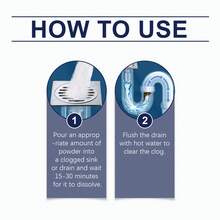 Drain Clearing Powder, For Unclogging Bathroom And Kitchen Drains, Dissolves Blockages, Removes Odors, Cleaning Agent