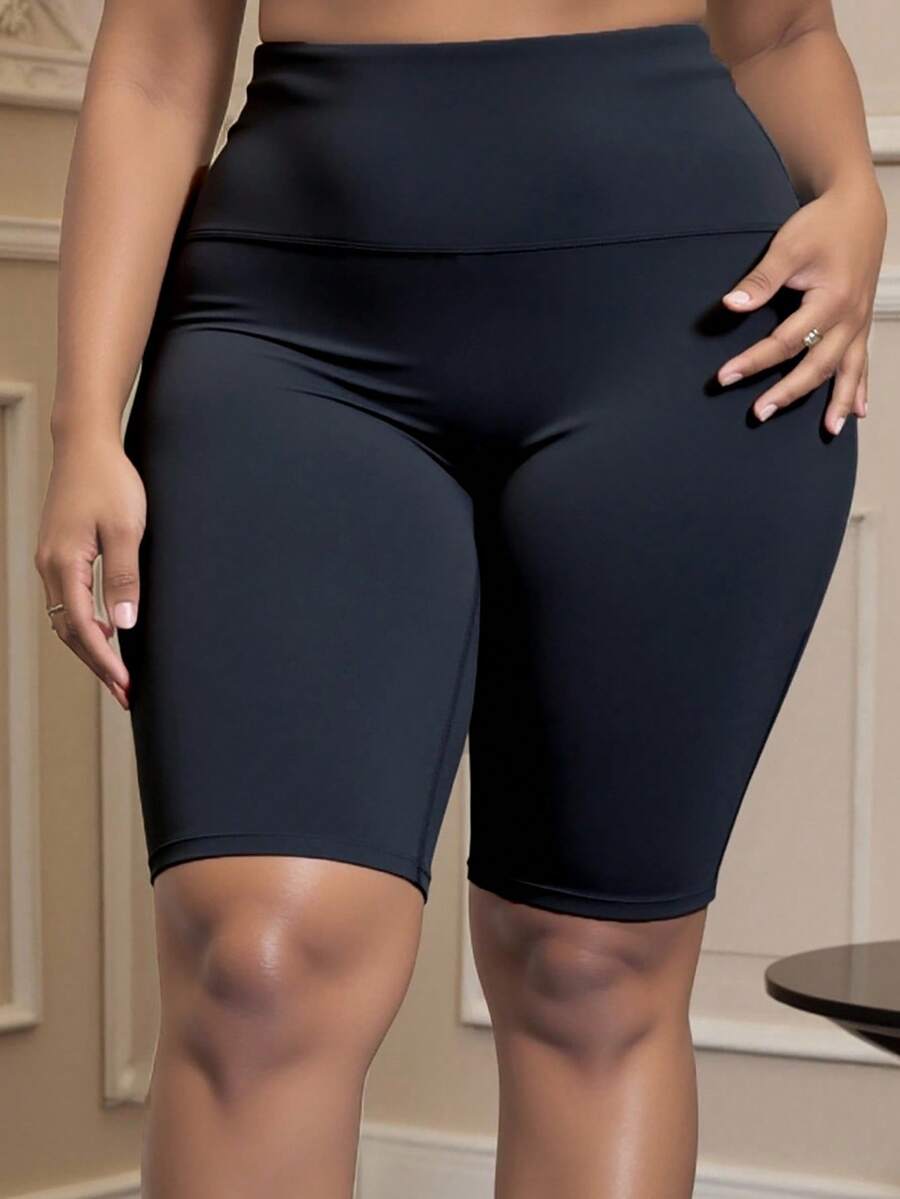 Plus Size & Maternity Women Activewear, Sports Shorts - Black - View 1