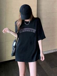 200g Pure Cotton T-Shirt 2025 Summer Ladies New Short Sleeve Pure Cotton Holiday Pattern Short Sleeve Round Neck Couple Wear Small Shirt Tops - 黑色 - 查看 1