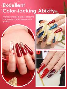 CHOSEOS 6-Piece Red Acrylic Crystal Powder Set, Salon-Quality DIY Nail Art Kit, Perfect For Beginners And Professionals