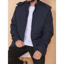 Bobojaco Windbreaker Waterproof Jacket Imported Thick Lined With Removable Cap And Pockets Winter 2025 Simple Zipper Pocket - Màu xanh hải quân - Xem 7