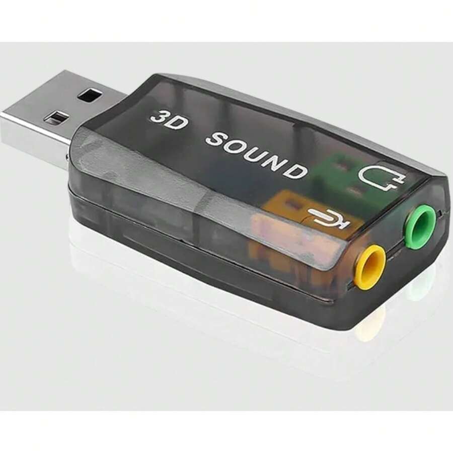 Adaptador Tarjeta De Sonido USB Con Salida Y Entreada De Audio Plug 3.5mm 5.1 3D - Gris - Ver 1