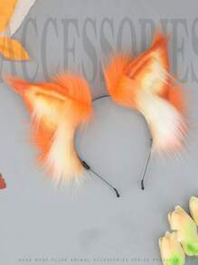 Fluffy Plush Faux Animal Ear Headband, Cute Anime Cosplay Wolf, Lynx, Bobcat Ears Hair Accessory