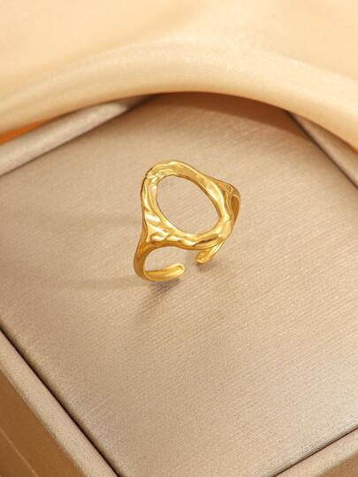 1 pezzo Anello a forma di O in acciaio inossidabile color oro, adatto per la decorazione quotidiana o come regalo per le donne