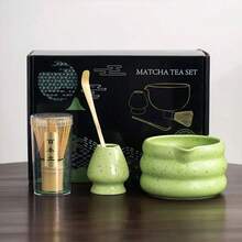 7pcs/Set Or 4pcs/Set Japanese Style Matcha Bowl Tea Set, Sanded Glaze Matte White, Includes Tea Whisk Holder - Multicolor - View 14