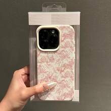 1 pieza Funda de teléfono elegante con patrón de animal del bosque rosa, de material de TPU floral rosa, compatible con Apple/Teléfonos, regalo de primavera - Blanco - Ver 3