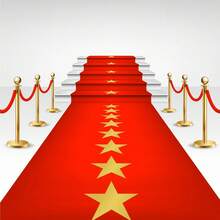 Timgle Disposable Red Plastic Carpet Runner For Party Movie Night Red Carpet With Golden Star Runner Rug For Floor Stage Stairs Birthday Wedding Theme Decoration Prom Decor(Star,3.28 X 16.4 Ft) - 3.28 X 16.4 Ft - View 1