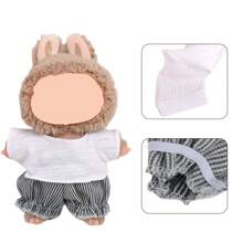 1 pièce T-shirt de poupée en couleur unie, short en jean bleu/rayé, Sweat-shirt à capuche, nouvelle tenue de poupée à la mode et minimaliste, en tissu polyester doux, convient aux filles de 3 ans et plus, étudiants, accessoires de poupée jouet pour enfants, fête, cadeau d'anniversaire