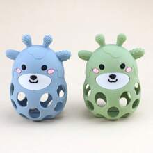 1pc Cute Silicone Deer Teething Mitten, Infant Teether, Feeding Grade Silicone Chew Toy