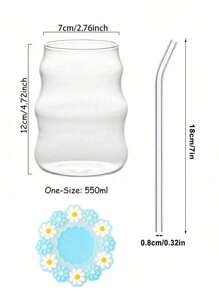 Glas Kaffeetasse (mit Strohhalm und Untersetzer), geeignet für den Heimgebrauch, geeignet für Frauen, zum Zubereiten von Tee, Milch und anderen Getränken, geeignet für heiße und kalte Getränke, transparent und langanhaltend, geeignet für Kaffee, Tee, Milch und konzentrierte Säfte in allen Jahreszeiten, Geburtstagsgeschenk, Haushaltsgut, exquisites persönliches Geschenk für Ihre Liebsten