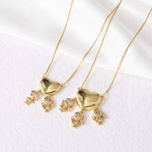Person Shaped Cubic Zirconia Necklace, Copper Gold Plated Family Member Jewelry For Women And Girls