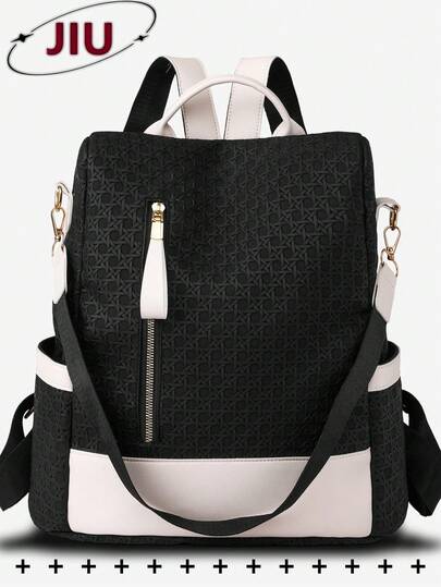 Anti-Theft Plaid PU Leather Backpack, Women's Wallet, Multifunctional Fashion Daily Bag, Multi-Pocket Lightweight Travel Bag, Large Capacity Minimalist Backpack, Convenient Backpack, Suitable For Students, Nurses, Teachers, Business People, Travel, Commuting, Shopping, Office, Dating, Hiking, Training, Work, Birthday Gift, Holiday Gift, Backpack