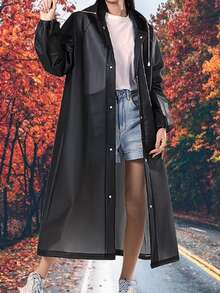 3pcs Black High-Quality Thick EVA Full Body Adult Raincoat - Sports Raincoat With Buckle Front, Semi-Transparent Design And Elastic Cuffs, Suitable For Outdoor Cycling, Hiking, Running - Lightweight And Portable, Outdoor Rain Protection | Full Body Raincoat | Windproof EVA Insulation, Galentines, Puppy, Carnival, Spring Summer Picks, Brides Maid Gifts, Room, Bedroom Decor, Bedroom Decor, Beach, Travel, For Men, For Women, Vacation,Cute Stuff - Black - View 7