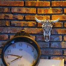 Cow Skull Wall Plaque Art Bull Head Skull Wall Hanging 3D Realistic Cow Skull Statue Realistic Faux Cow Skull Sculpture - 多彩的 - 查看 6