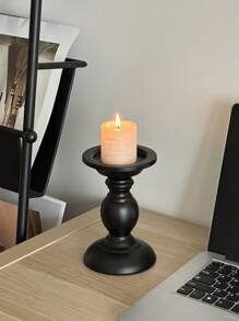 1pc Vintage-Inspired Black Iron Candle Holder - Perfect For Romantic Dinners, Weddings & Valentine's Day Decor Tabletop Lacquered Finish, No Battery Required, Fits Universal Holiday Decorations