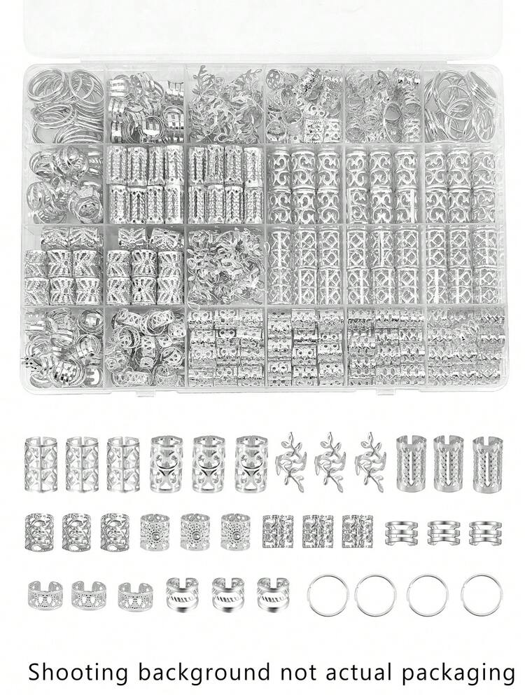 220件金色髮飾，編髮飾品，女性髮飾，金屬髮環髮箍，適用於髒辮髮飾，波希米亞風編髮裝飾 - 銀色 - 查看 1