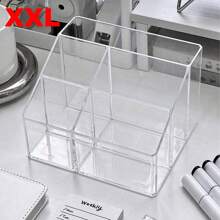 1 pieza Soporte transparente para brochas de maquillaje, organizador de tocador transparente de escritorio para lápices de cejas, productos para el cuidado de la piel, almacenamiento compacto de cosméticos para el baño y el dormitorio