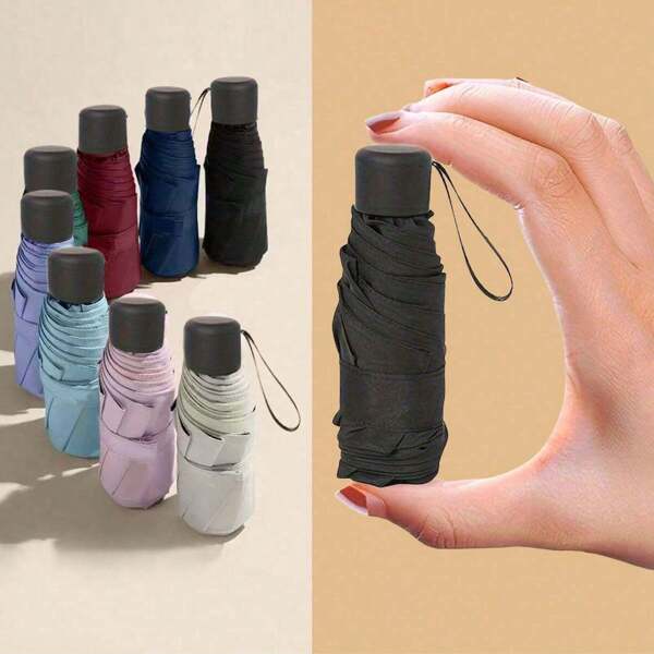 Paraguas plegable compacto y portátil, ligero y pequeño para uso diario y viaje, con protección UV