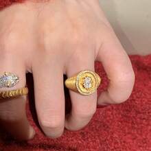 1pc Exquisite Pigeon Egg Rhinestone Antique Brushed Hot Ring - Brushed  Ring - View 3