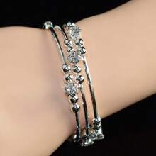 1pc Elegant Crystal & Faux Pearl Decoration Bracelet, Women Gift For Holiday