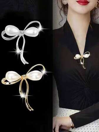 2 件女士衬衫领蝴蝶结胸针，防强光照射万圣节夏季、学校秋季、秋季、万圣节