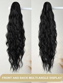 Extensión de cola de caballo de 26 pulgadas de color negro, cabello sintético ondulado resistente al calor, adecuado para mujeres y niñas para uso diario y ocasiones de fiesta - Negro - Ver 6