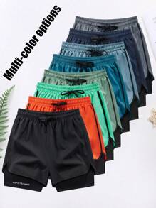 Zomerse snel drogende hardloopshorts met ingebouwd ondergoed, boyfriend-stijl heren 3/4 trainingsbroek voor fitness in de sportschool
