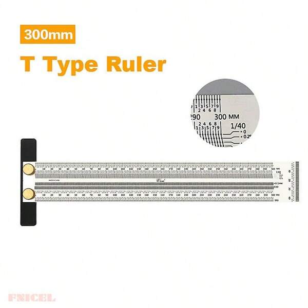 Règle de marquage en acier inoxydable, règle de marquage en forme de T, règle de précision, outil de mesure pour le travail du bois (300 mm)