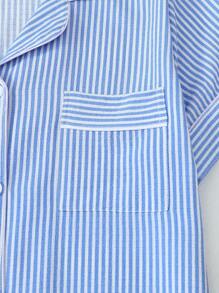 2pcs Striped Print Short Sleeve & Shorts Women Pajama Set
