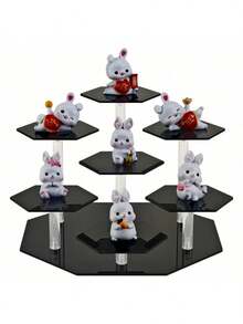 亚克力展示架，六角形娃娃展示管架，收藏品，化妆品，香水收纳架，食品和甜点展示架，家居装饰，圣诞礼品架 - 黑色 - 查看 5