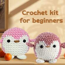 Häkelsets für Erwachsene Anfänger, süßer Pinguin für Anfänger Häkel-Starterset, ideales kreatives DIY-Geschenk für Bastelfans mit Schritt-für-Schritt-Video-Tutorials, süßer Pinguin