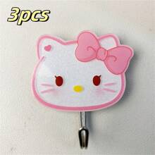 Sanrio Sanrio Cute Cartoon Sticky Hooks Featuring Characters Like Hello Kitty, Cinnamoroll, Kuromi, My Melody, And Pompom Purin, No-Drill Daily Home Decor Hooks, Perfect For Hanging Bath Towels, Hand Towels, Bags, Kitchen Tools, And Key Storage, Suitable For Living Room, Kitchen, Bathroom, Bedroom, Office Accessories