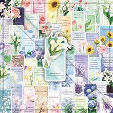 50pcs Cute Floral Themed Bookmarks, Decorative Plant & Flower Stickers For Notebooks, Cups, Tablets Room Decor Bedroom Decor Kitchen Decor Wall Sticker Wall Decor
