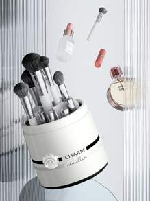 360° drehbare Make-up Organizer Box, leichter Kunststoff Kosmetik Aufbewahrung, drehendes Design - ideal für Pinsel, Lippenstifte, Eyeliner und Lidschatten - Aufsteller für Arbeitsplatte, keine Stromversorgung nötig, Make-up Organizer | Modernes Ästhetik | Kunststoff, Schminktisch Make-up Organizer