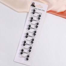 12pcs/Pack Wholesale U-Shaped Hijab Clip Muslim Scarf Clip Brooch Pin Headscarf Pearl Pins Jewelry Hijab Accessories