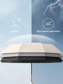 1pc Automatic Folding Umbrella With Buckle, 8 Ribs, Extra Large & Thick, Dual Use Sunshade & Rainproof, High Density Fabric, Lotus Leaf Repellent, Suitable For Men & Women, Portable, Wind & Rain Resistant, Dual Layer Protection, Random Handle Style (Rotating Or Buckle) - Multicolor - View 4