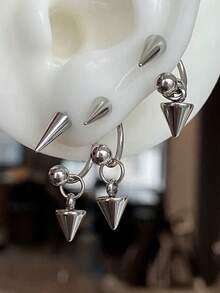 1 件可拆卸不锈钢弯杠螺纹尖刺眉骨穿孔耳环适合女士 Y2K 情绪派对饰品