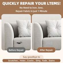 Shagoom Fabric Repair Patch, Large Self-Adhesive Tape For Furniture, Sofa, Car Interior, Shoes, Hand Bag, Clothing (Grey, 3.5X79 Inch) - Linen Beige - View 6