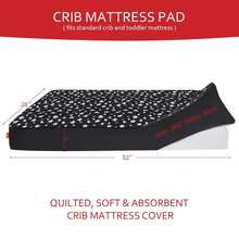 Crib Mattress Protector Waterproof 2 Pack, Quilted Crib Mattress Pad Cover 52" X 28" Extra Soft Breathable Toddler Bed Cover Stretch Up To 8", Grey &Amp; White Star - Black Star - View 3